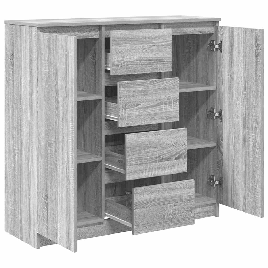 Dressoir met lades 100,5x35x98,5 cm spaanplaat grijs Sonoma is nu te koop bij PeponiXL, paradijselijk wonen!