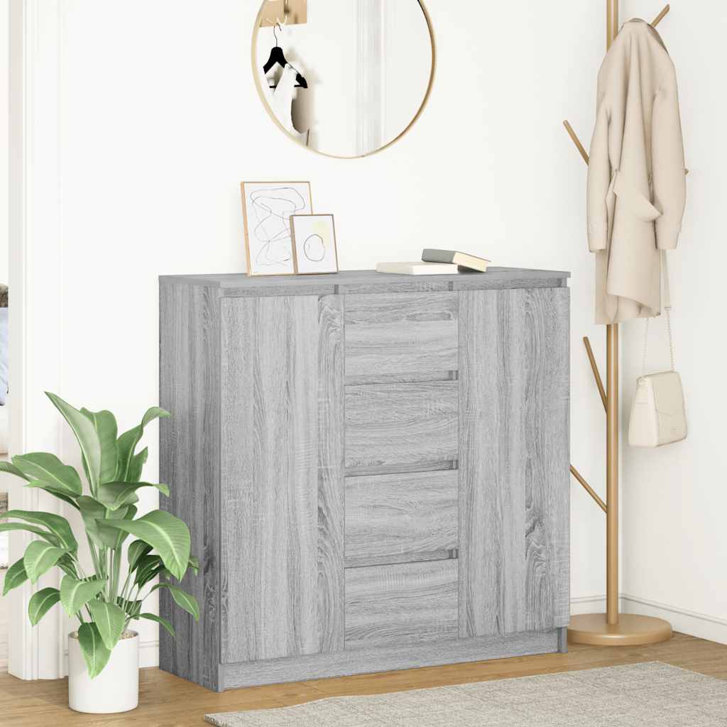 Dressoir met lades 100,5x35x98,5 cm spaanplaat grijs Sonoma is nu te koop bij PeponiXL, paradijselijk wonen!
