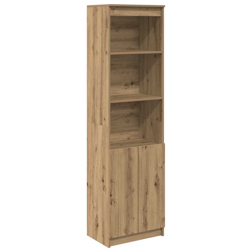 Hoge kast 50x35x180 cm bewerkt hout artisanaal eikenkleur