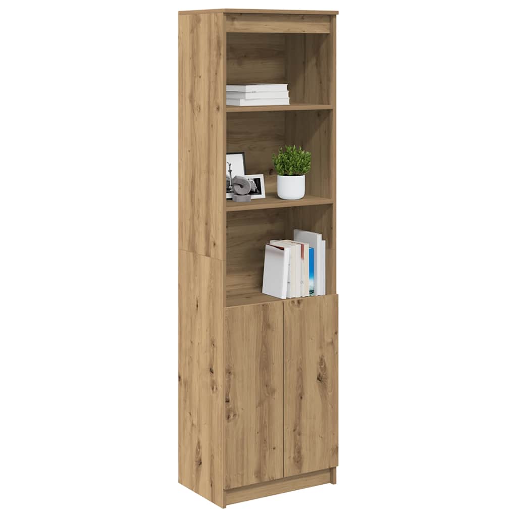 Hoge kast 50x35x180 cm bewerkt hout artisanaal eikenkleur