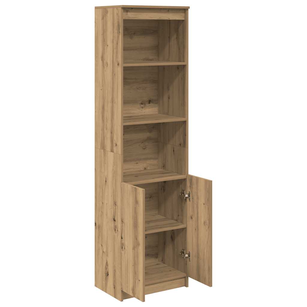 Hoge kast 50x35x180 cm bewerkt hout artisanaal eikenkleur