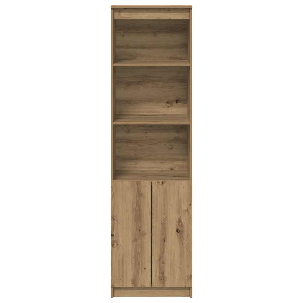 Hoge kast 50x35x180 cm bewerkt hout artisanaal eikenkleur