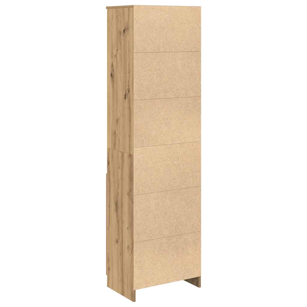 Hoge kast 50x35x180 cm bewerkt hout artisanaal eikenkleur