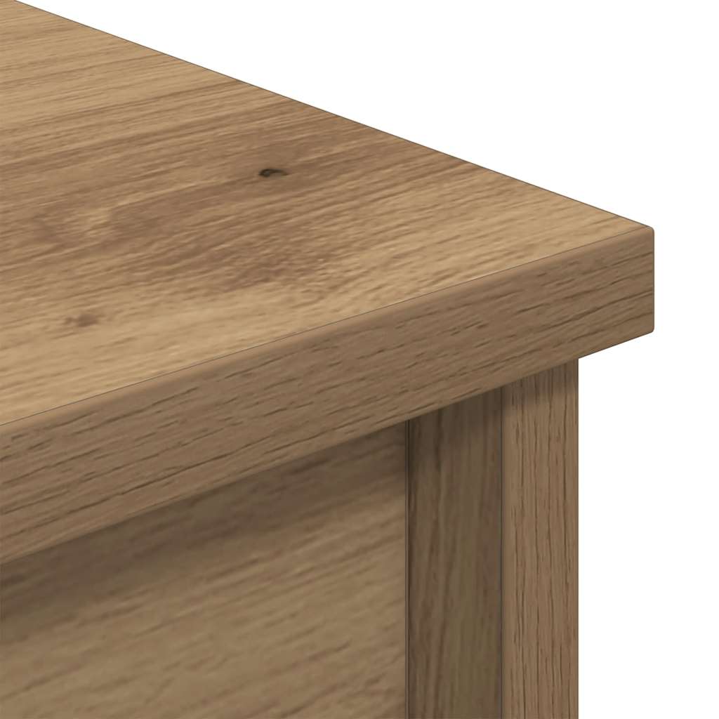 Hoge kast 50x35x180 cm bewerkt hout artisanaal eikenkleur