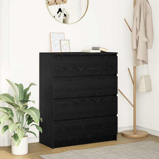 Dressoir 80x35x99 cm spaanplaat zwart eikenkleurig is nu te koop bij PeponiXL, paradijselijk wonen!