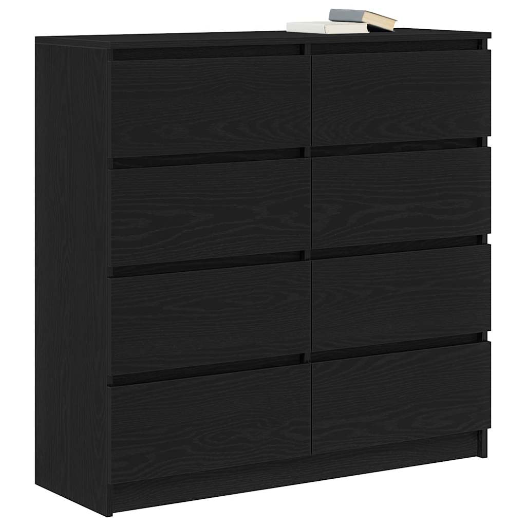 Dressoir 100x35x99 cm spaanplaat zwart eikenkleurig is nu te koop bij PeponiXL, paradijselijk wonen!