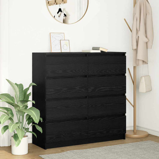 Dressoir 100x35x99 cm spaanplaat zwart eikenkleurig is nu te koop bij PeponiXL, paradijselijk wonen!