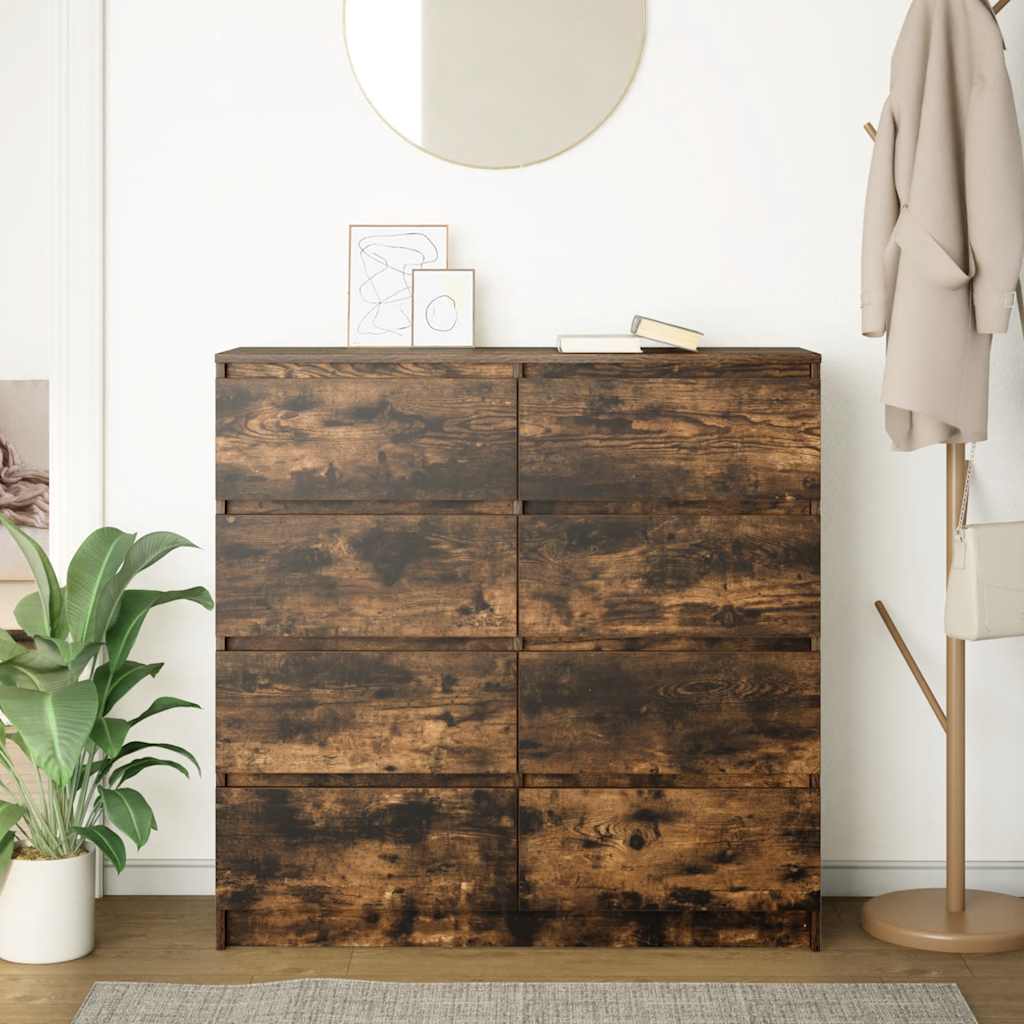 Dressoir 100x35x99 cm bewerkt hout gerookt eikenkleurig is nu te koop bij PeponiXL, paradijselijk wonen!