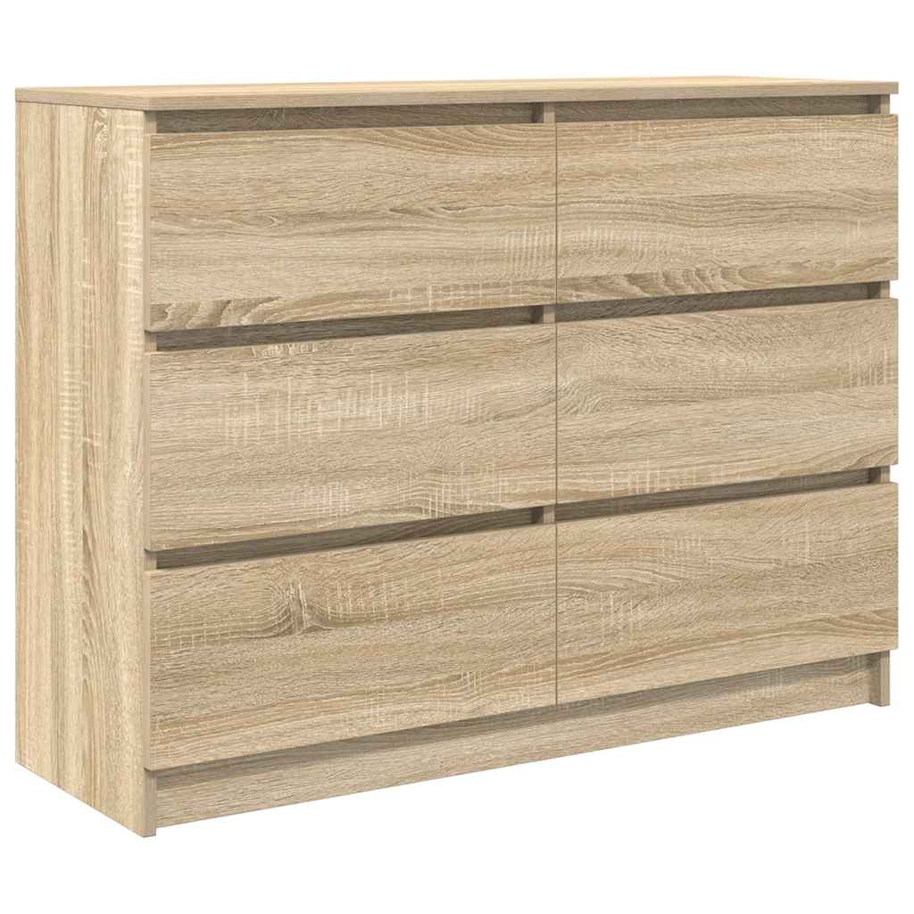 Dressoir 100x35x76 cm bewerkt hout sonoma eikenkleurig is nu te koop bij PeponiXL, paradijselijk wonen!