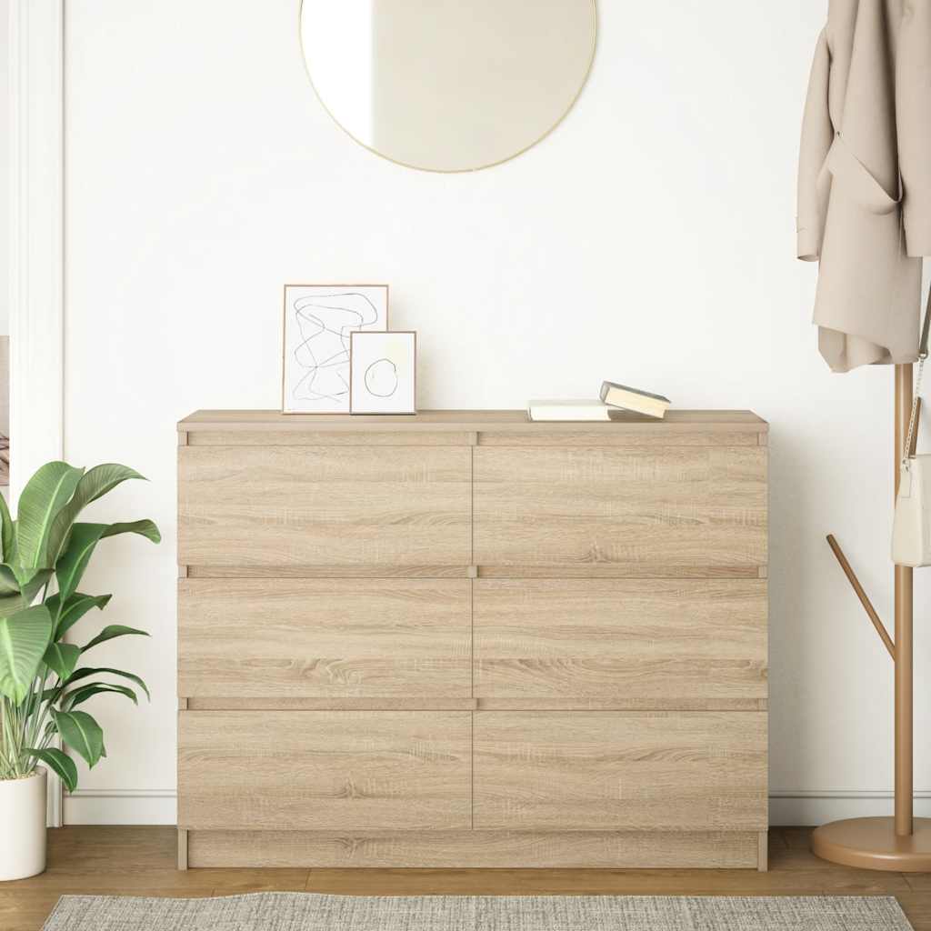 Dressoir 100x35x76 cm bewerkt hout sonoma eikenkleurig is nu te koop bij PeponiXL, paradijselijk wonen!