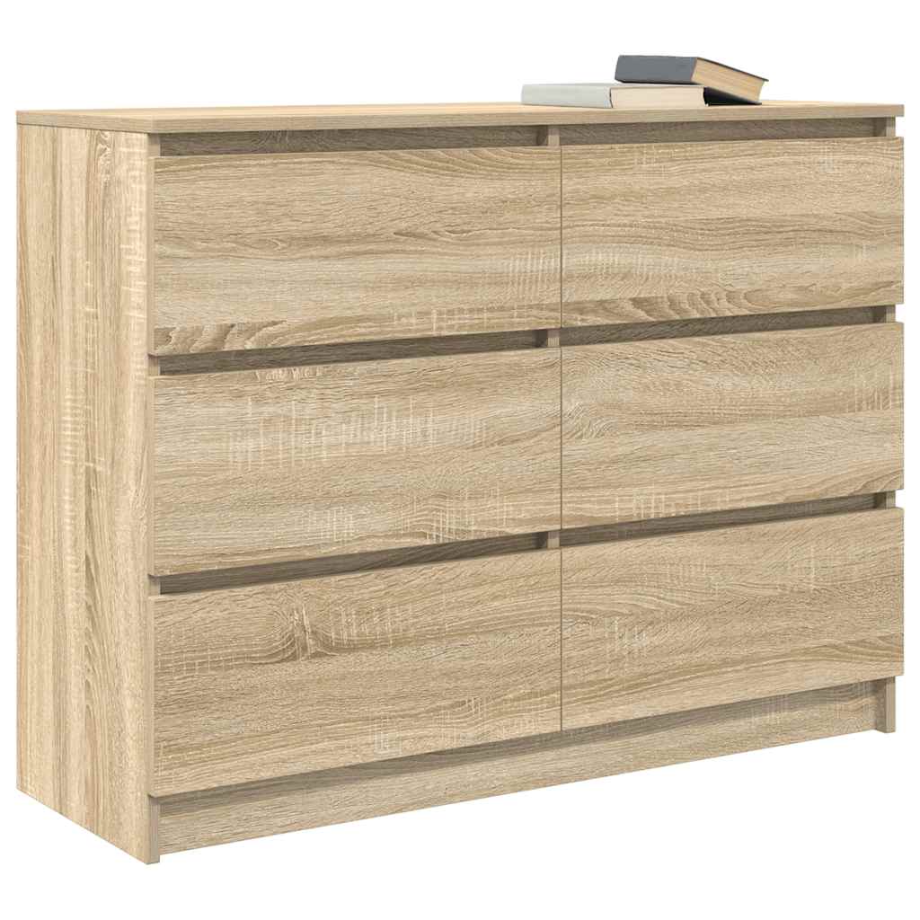 Dressoir 100x35x76 cm bewerkt hout sonoma eikenkleurig is nu te koop bij PeponiXL, paradijselijk wonen!