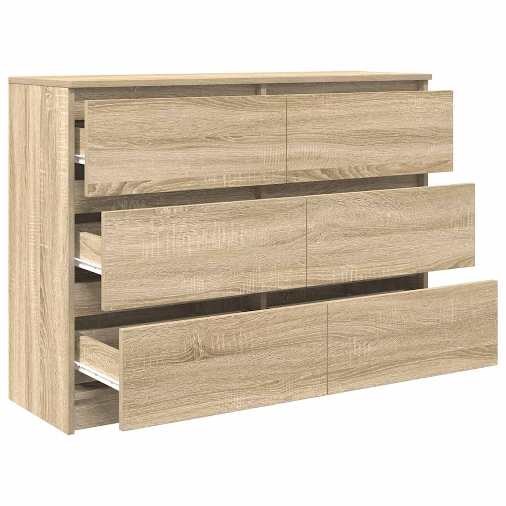 Dressoir 100x35x76 cm bewerkt hout sonoma eikenkleurig is nu te koop bij PeponiXL, paradijselijk wonen!