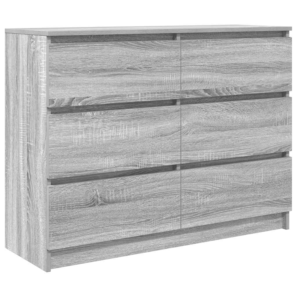 Dressoir 100x35x76 cm bewerkt hout grijs sonoma eikenkleurig is nu te koop bij PeponiXL, paradijselijk wonen!