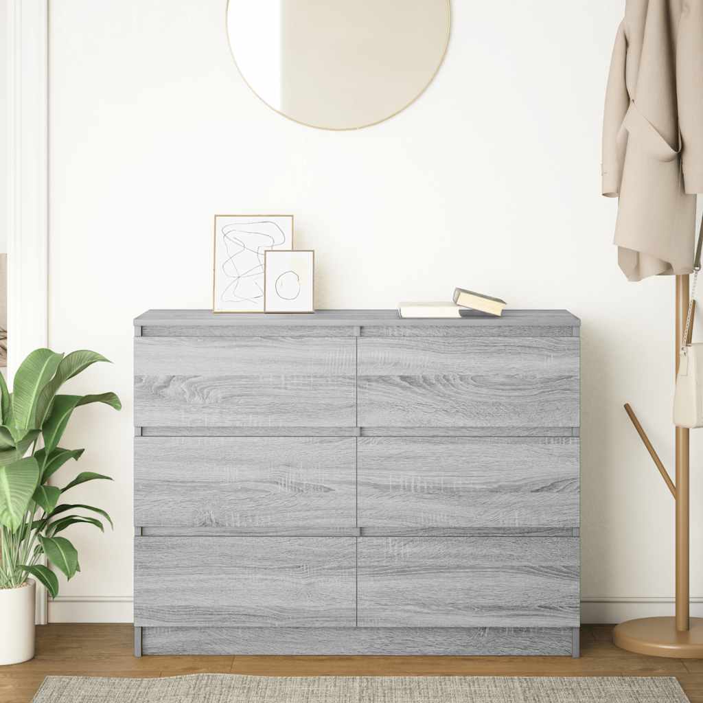 Dressoir 100x35x76 cm bewerkt hout grijs sonoma eikenkleurig is nu te koop bij PeponiXL, paradijselijk wonen!