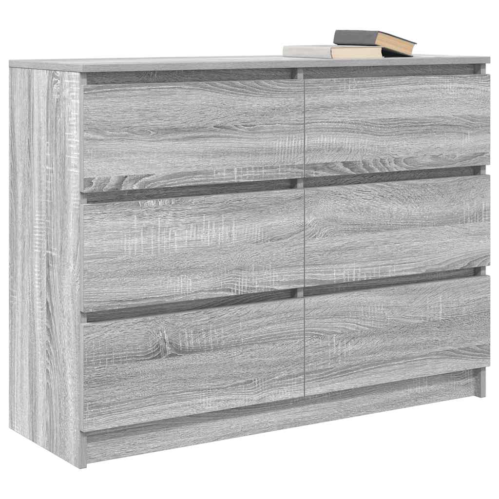 Dressoir 100x35x76 cm bewerkt hout grijs sonoma eikenkleurig is nu te koop bij PeponiXL, paradijselijk wonen!