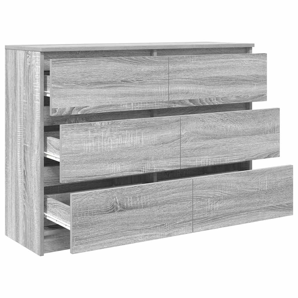 Dressoir 100x35x76 cm bewerkt hout grijs sonoma eikenkleurig is nu te koop bij PeponiXL, paradijselijk wonen!