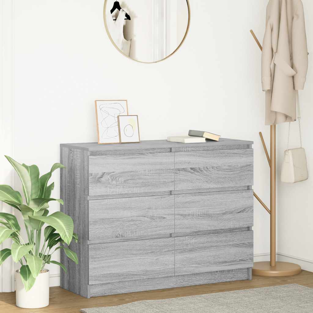 Dressoir 100x35x76 cm bewerkt hout grijs sonoma eikenkleurig is nu te koop bij PeponiXL, paradijselijk wonen!