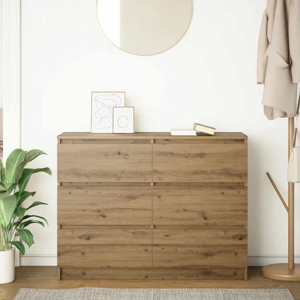 Dressoir 100x35x76 cm spaanplaat ambachtelijk eikenkleurig is nu te koop bij PeponiXL, paradijselijk wonen!