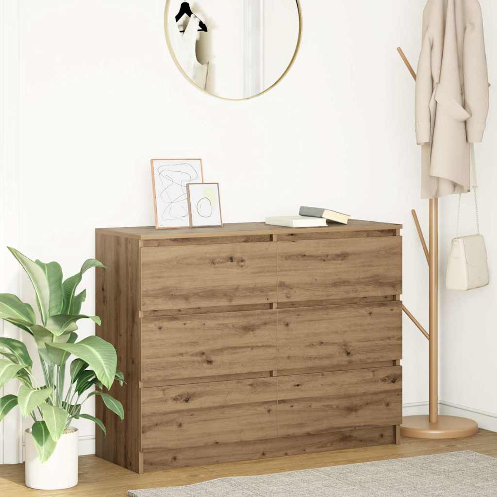 Dressoir 100x35x76 cm spaanplaat ambachtelijk eikenkleurig is nu te koop bij PeponiXL, paradijselijk wonen!