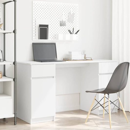Bureau met lade met plank Wit 140 x 49 x 76 cm Bewerkt hout is nu te koop bij PeponiXL, paradijselijk wonen!