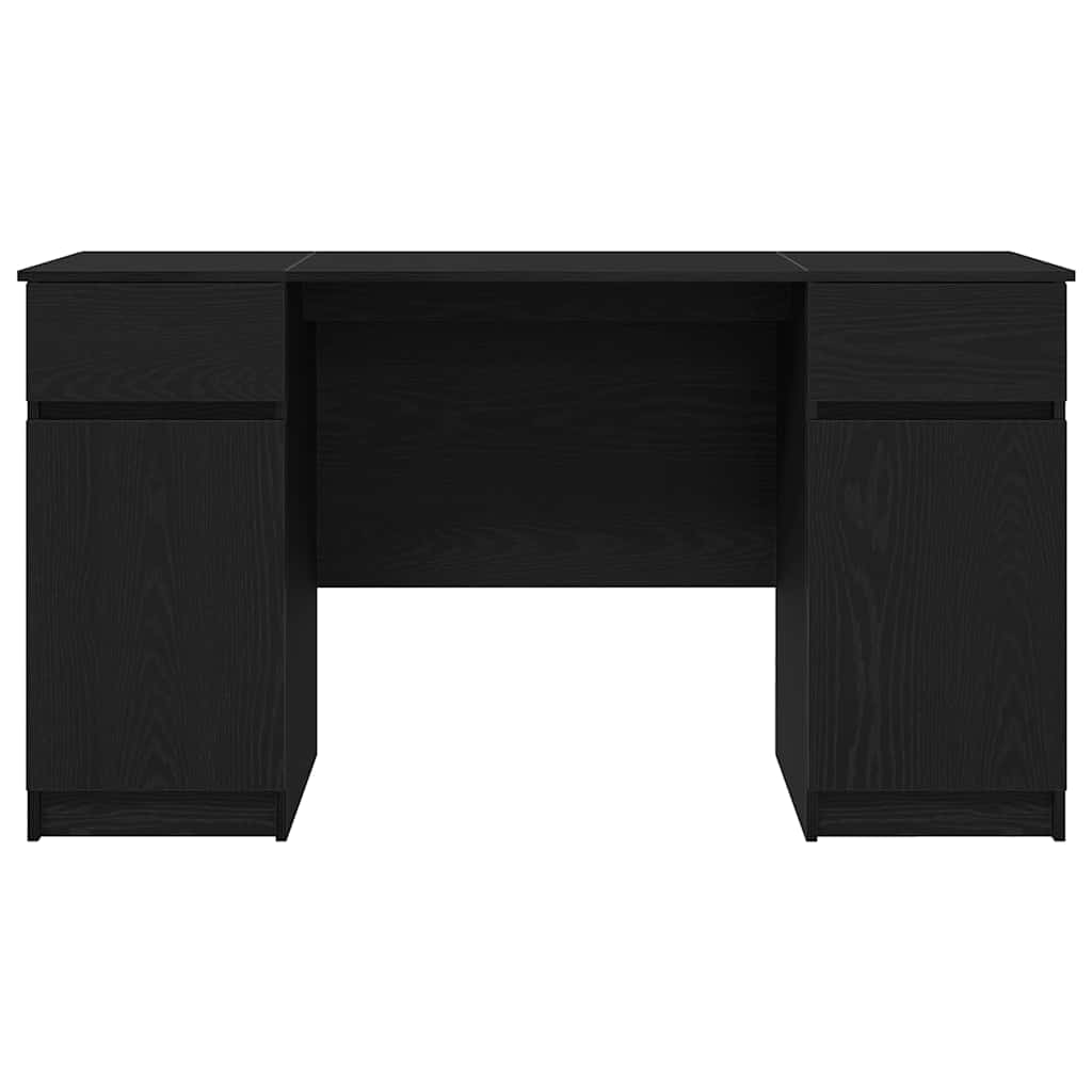 Bureau met lade Zwart eiken 140 x 49 x 76 cm Bewerkt hout is nu te koop bij PeponiXL, paradijselijk wonen!