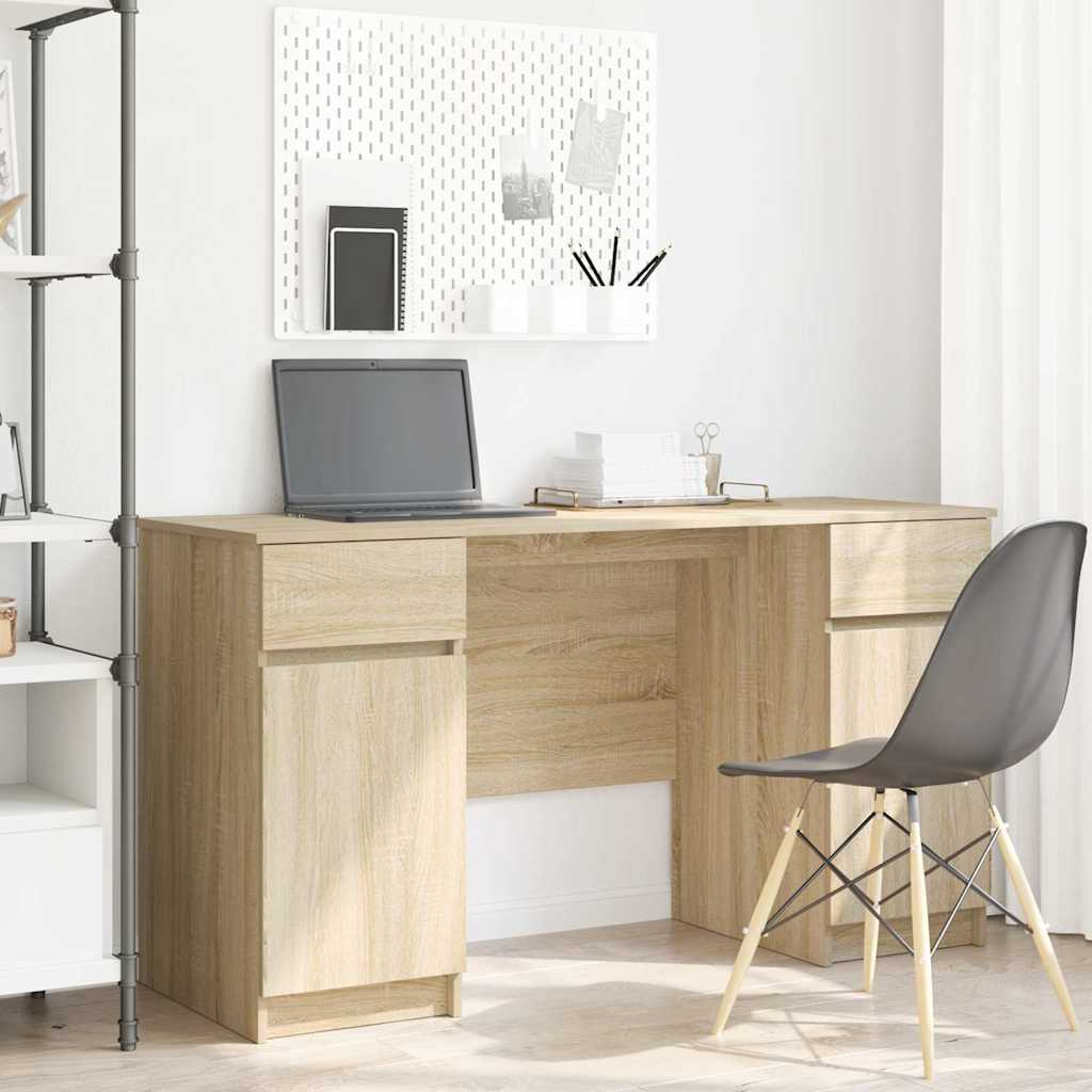 Bureau met lade Sonoma eiken 140 x 49 x 76 cm Bewerkt hout is nu te koop bij PeponiXL, paradijselijk wonen!