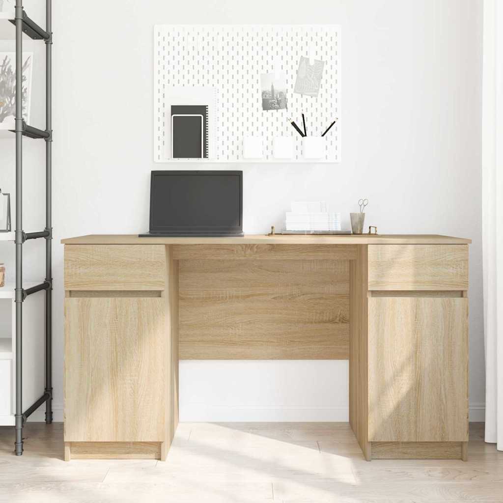 Bureau met lade Sonoma eiken 140 x 49 x 76 cm Bewerkt hout is nu te koop bij PeponiXL, paradijselijk wonen!
