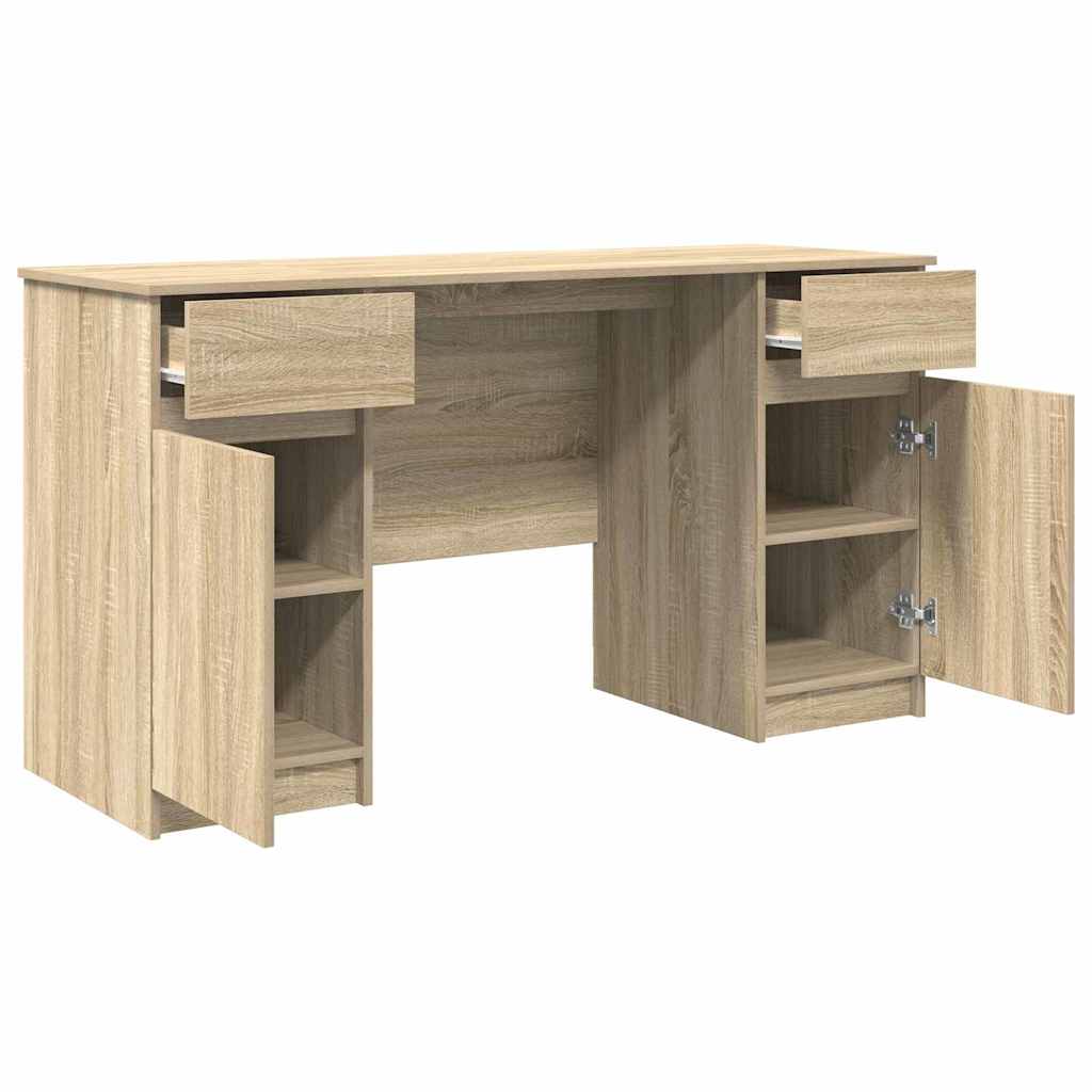 Bureau met lade Sonoma eiken 140 x 49 x 76 cm Bewerkt hout is nu te koop bij PeponiXL, paradijselijk wonen!
