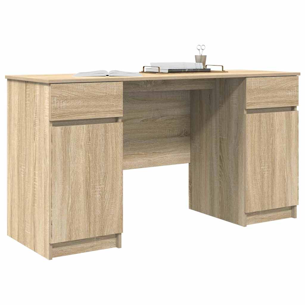 Bureau met lade Sonoma eiken 140 x 49 x 76 cm Bewerkt hout is nu te koop bij PeponiXL, paradijselijk wonen!