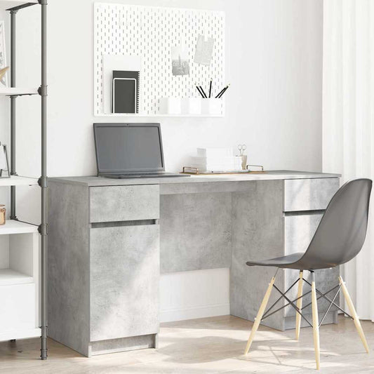 Bureau met lade Betongrijs 140 x 49 x 76 cm Bewerkt hout is nu te koop bij PeponiXL, paradijselijk wonen!