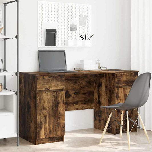 Bureau met lade Gerookt eiken 140 x 49 x 76 cm Bewerkt hout is nu te koop bij PeponiXL, paradijselijk wonen!