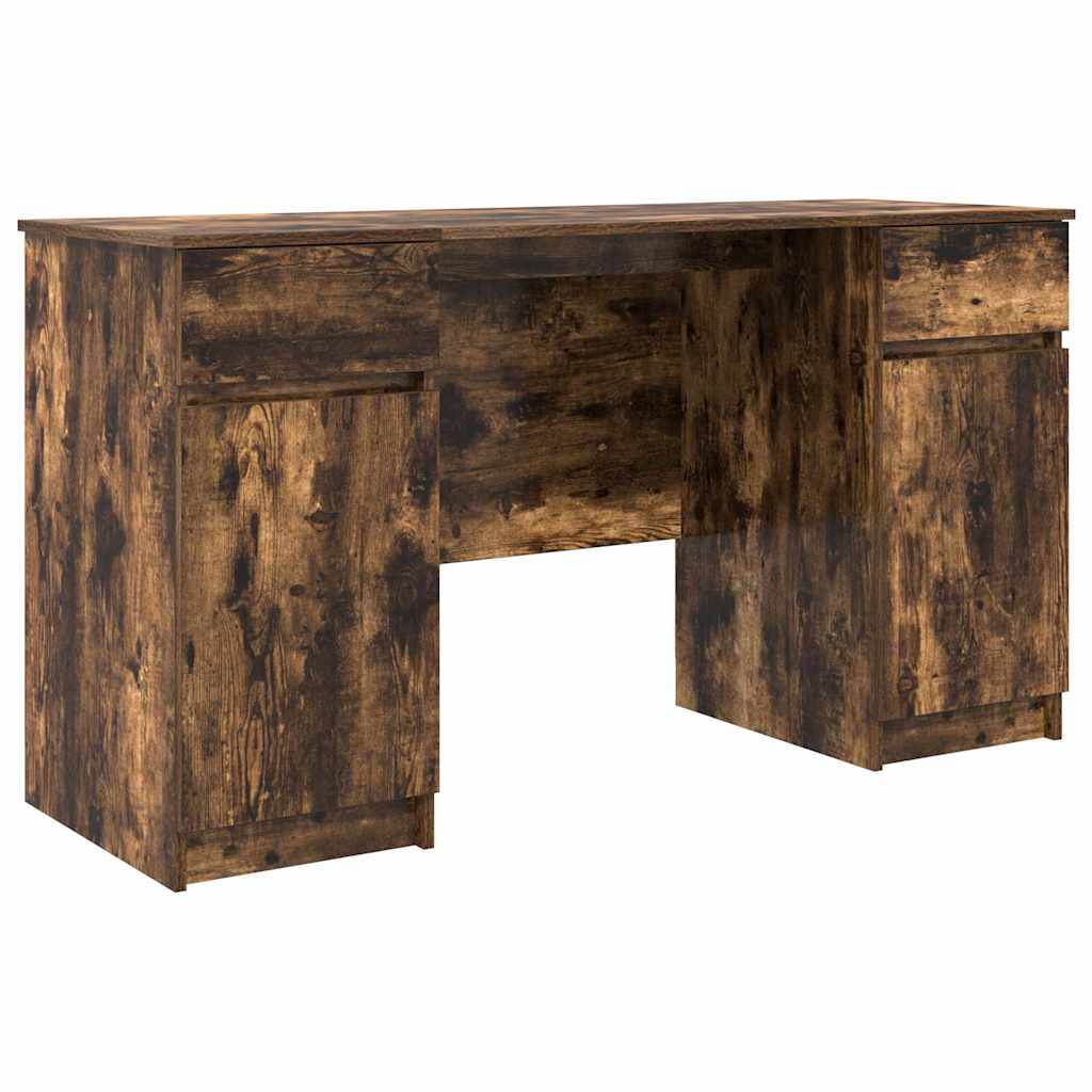 Bureau met lade Gerookt eiken 140 x 49 x 76 cm Bewerkt hout is nu te koop bij PeponiXL, paradijselijk wonen!