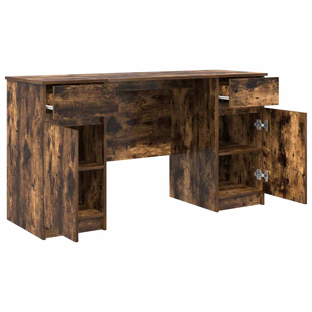 Bureau met lade Gerookt eiken 140 x 49 x 76 cm Bewerkt hout is nu te koop bij PeponiXL, paradijselijk wonen!