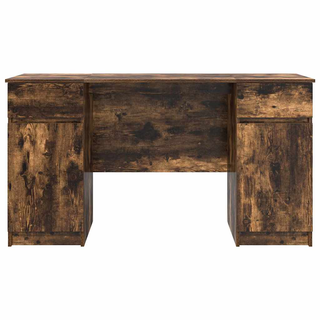 Bureau met lade Gerookt eiken 140 x 49 x 76 cm Bewerkt hout is nu te koop bij PeponiXL, paradijselijk wonen!