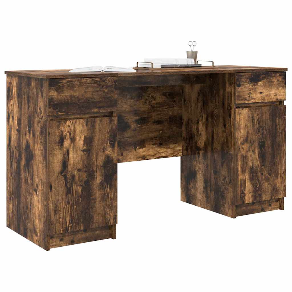 Bureau met lade Gerookt eiken 140 x 49 x 76 cm Bewerkt hout is nu te koop bij PeponiXL, paradijselijk wonen!