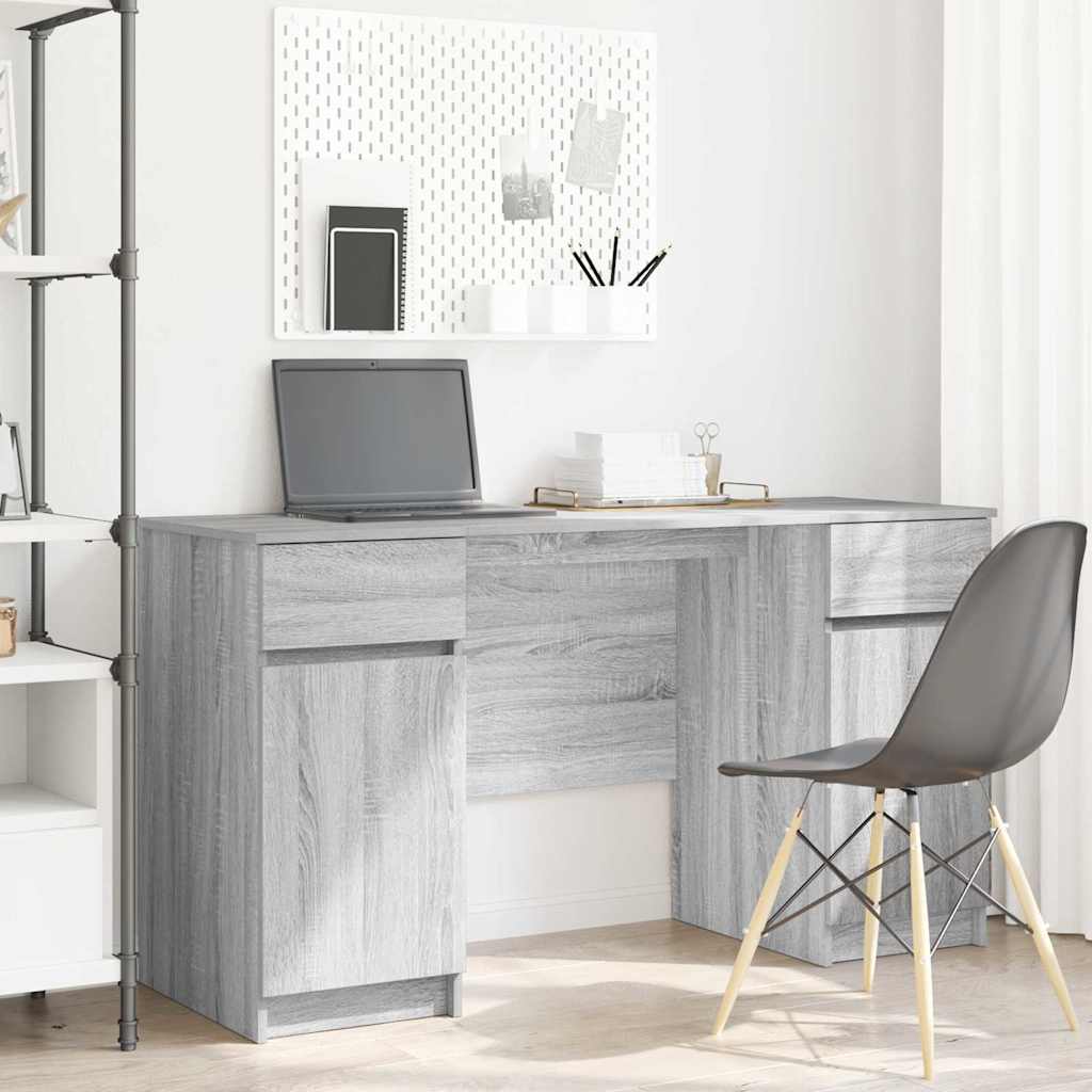 Bureau met lade Grijs sonoma 140 x 49 x 76 cm Bewerkt hout is nu te koop bij PeponiXL, paradijselijk wonen!