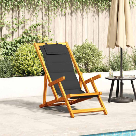 Strandstoel inklapbaar met armleuningen acaciahout en textileen is nu te koop bij PeponiXL, paradijselijk wonen!