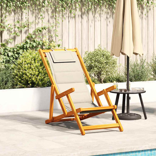 Strandstoel inklapbaar met armleuningen acaciahout en textileen is nu te koop bij PeponiXL, paradijselijk wonen!