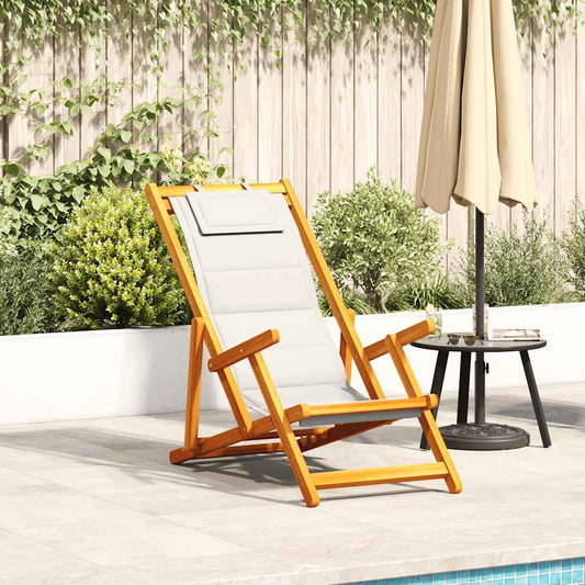Strandstoel inklapbaar met armleuningen acaciahout en textileen is nu te koop bij PeponiXL, paradijselijk wonen!
