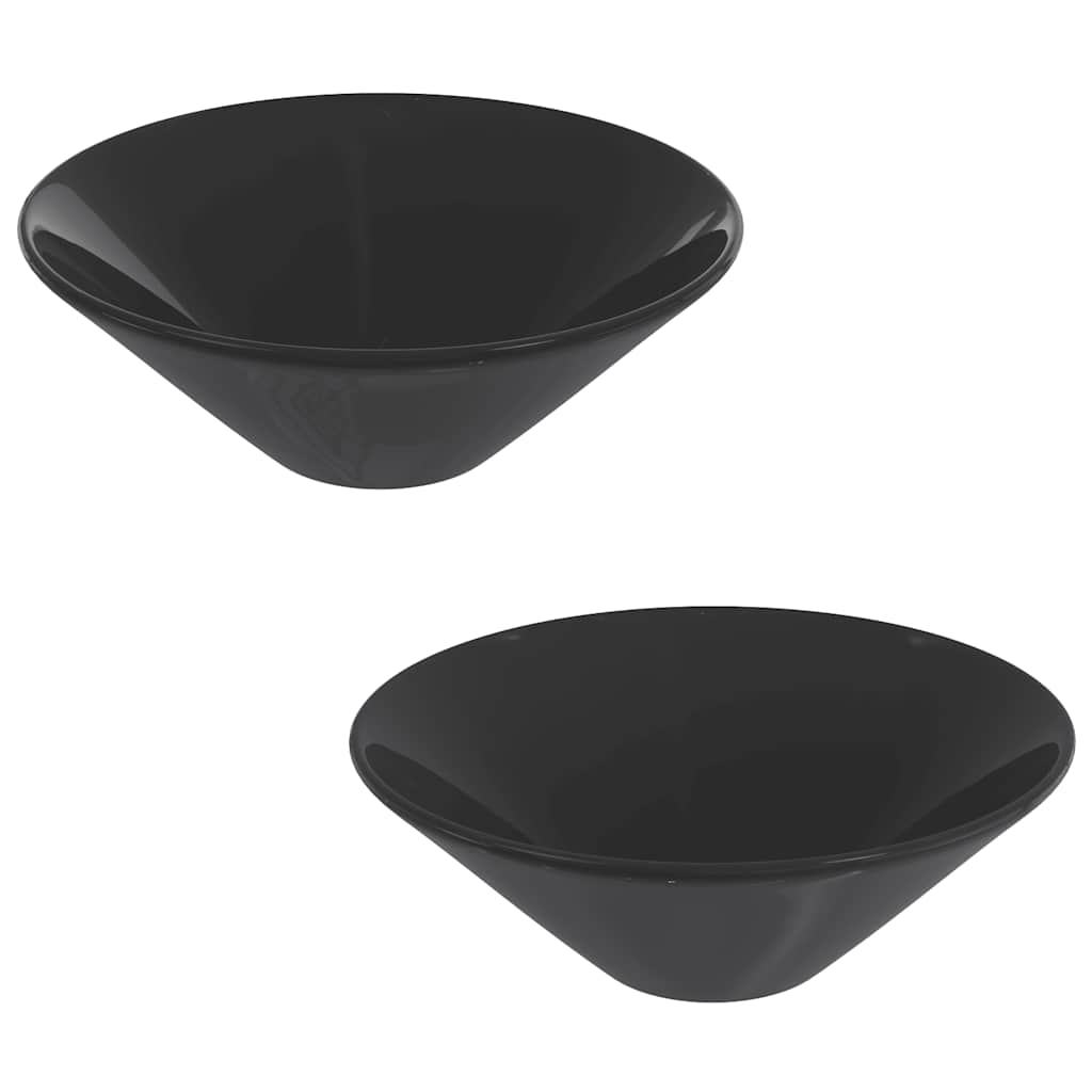 Wastafels 2 st Ø42x14 cm keramiek glanzend zwart is nu te koop bij PeponiXL, paradijselijk wonen!