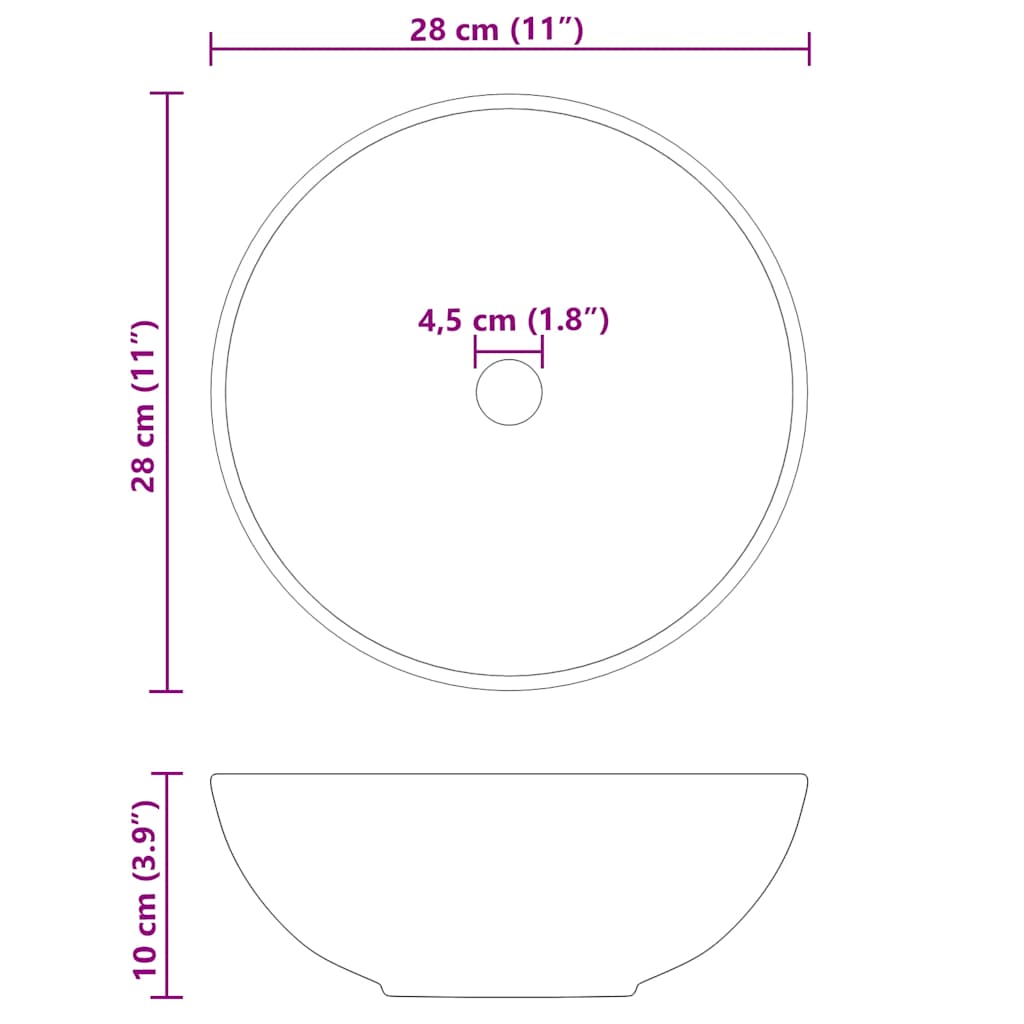 Wastafel Ø28x10 cm keramiek glanzend zwart is nu te koop bij PeponiXL, paradijselijk wonen!
