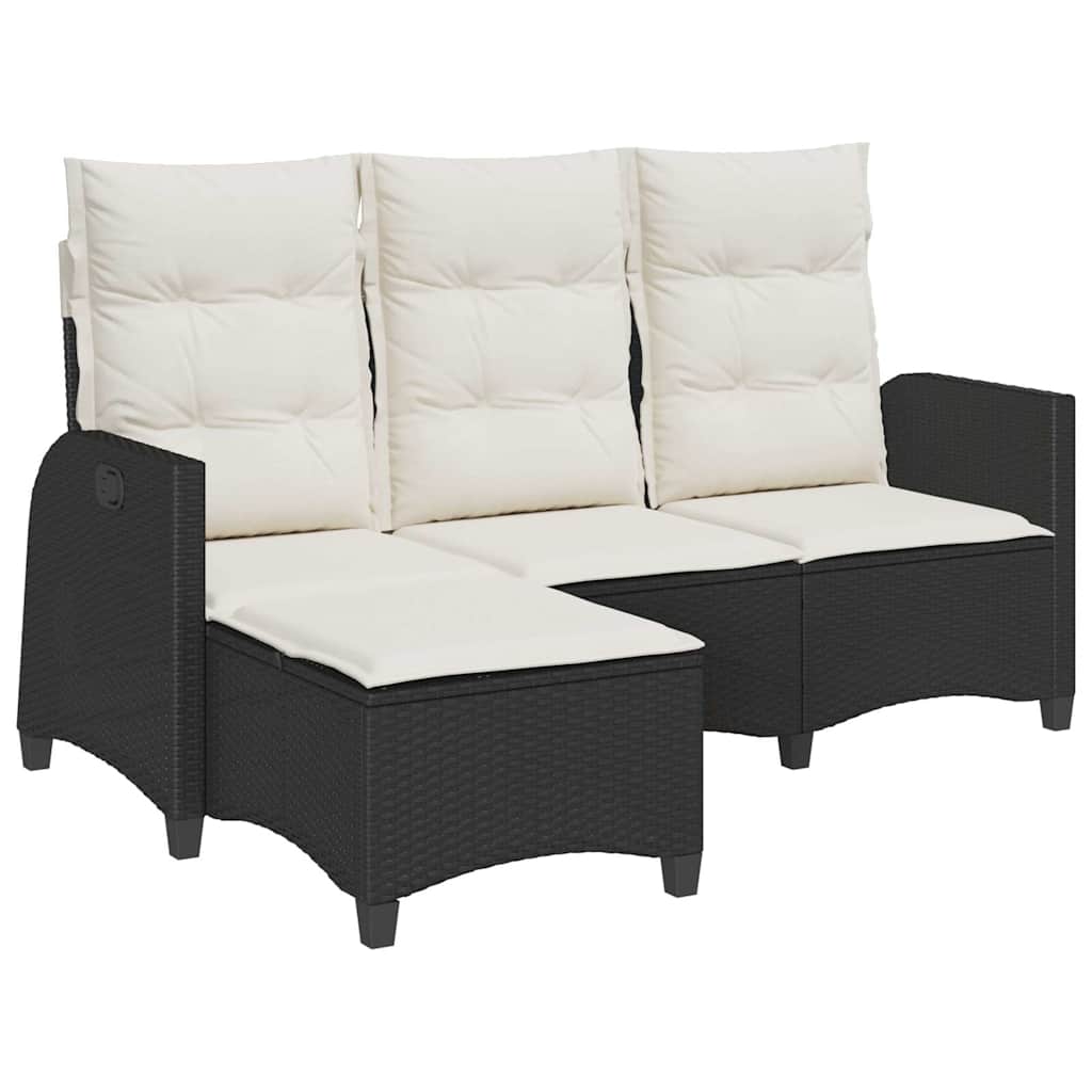 Verstelbare tuinbank met kussens L-vormig poly rattan zwart is nu te koop bij PeponiXL, paradijselijk wonen!