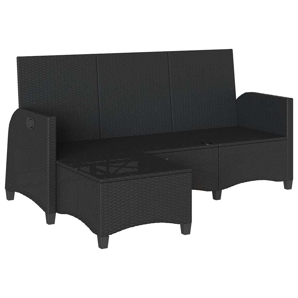 Verstelbare tuinbank met kussens L-vormig poly rattan zwart is nu te koop bij PeponiXL, paradijselijk wonen!