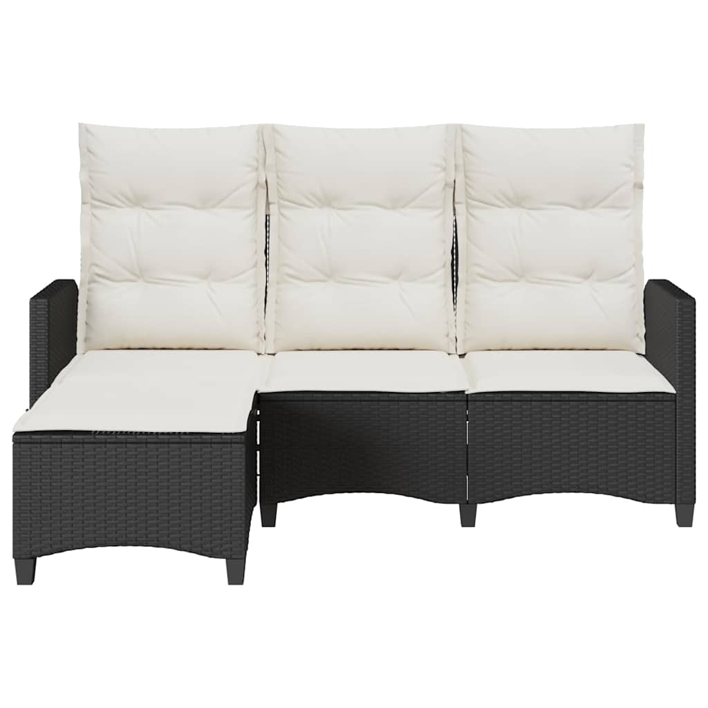 Verstelbare tuinbank met kussens L-vormig poly rattan zwart is nu te koop bij PeponiXL, paradijselijk wonen!