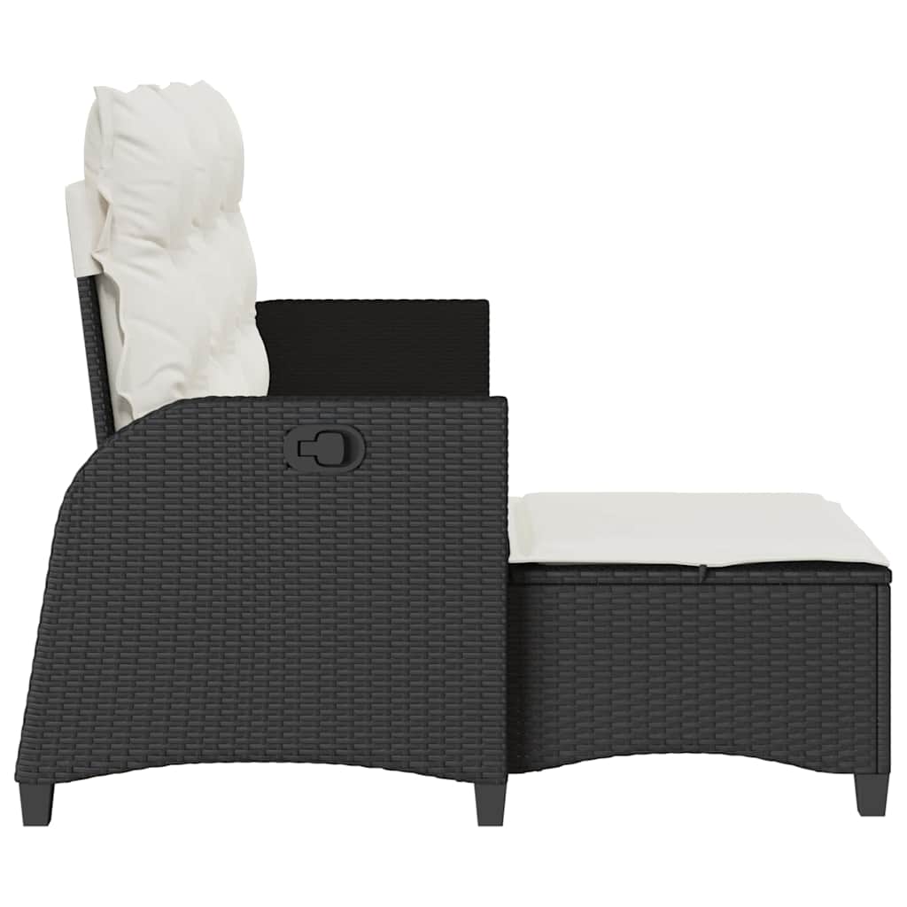 Verstelbare tuinbank met kussens L-vormig poly rattan zwart is nu te koop bij PeponiXL, paradijselijk wonen!