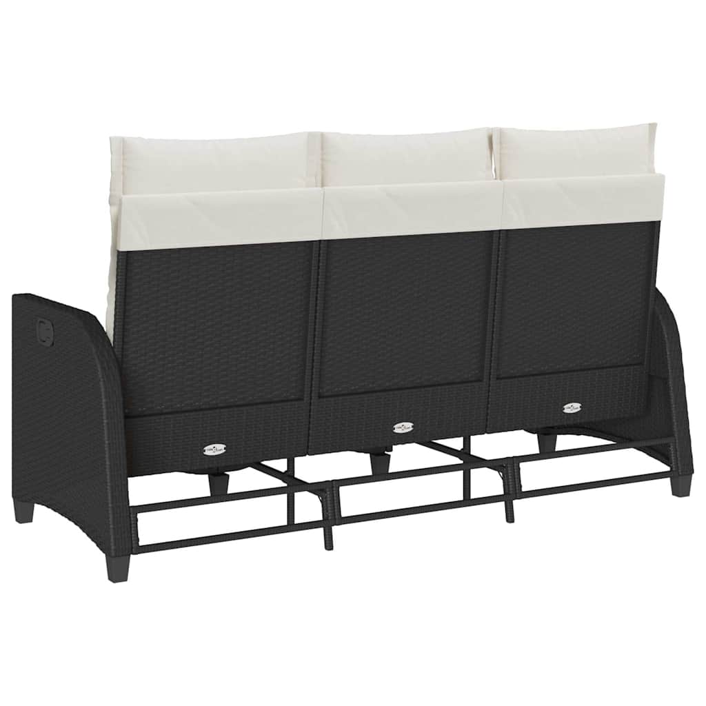 Verstelbare tuinbank met kussens L-vormig poly rattan zwart is nu te koop bij PeponiXL, paradijselijk wonen!