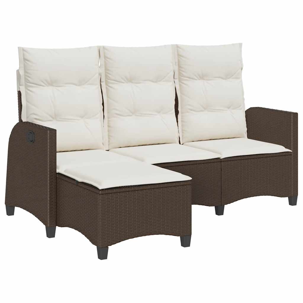 Verstelbare tuinbank met kussens L-vormig poly rattan bruin is nu te koop bij PeponiXL, paradijselijk wonen!