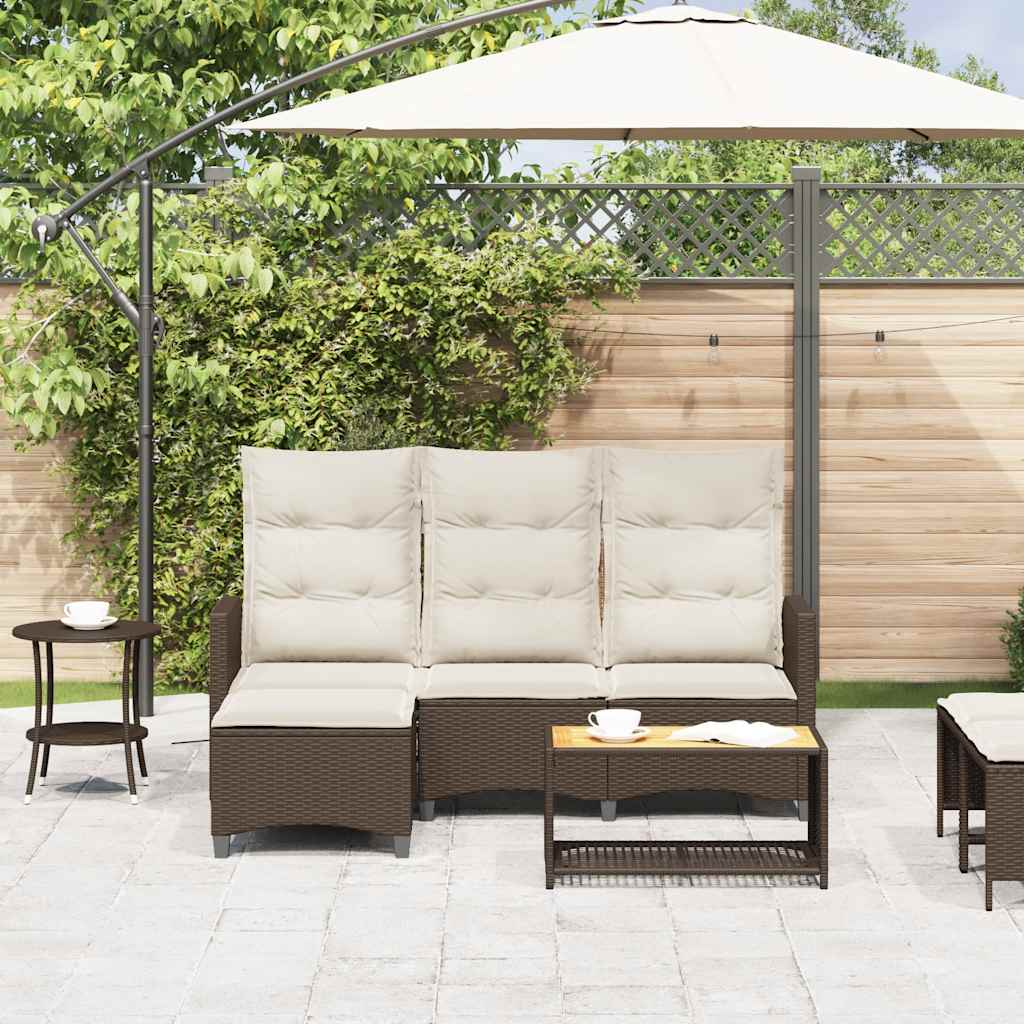 Verstelbare tuinbank met kussens L-vormig poly rattan bruin is nu te koop bij PeponiXL, paradijselijk wonen!
