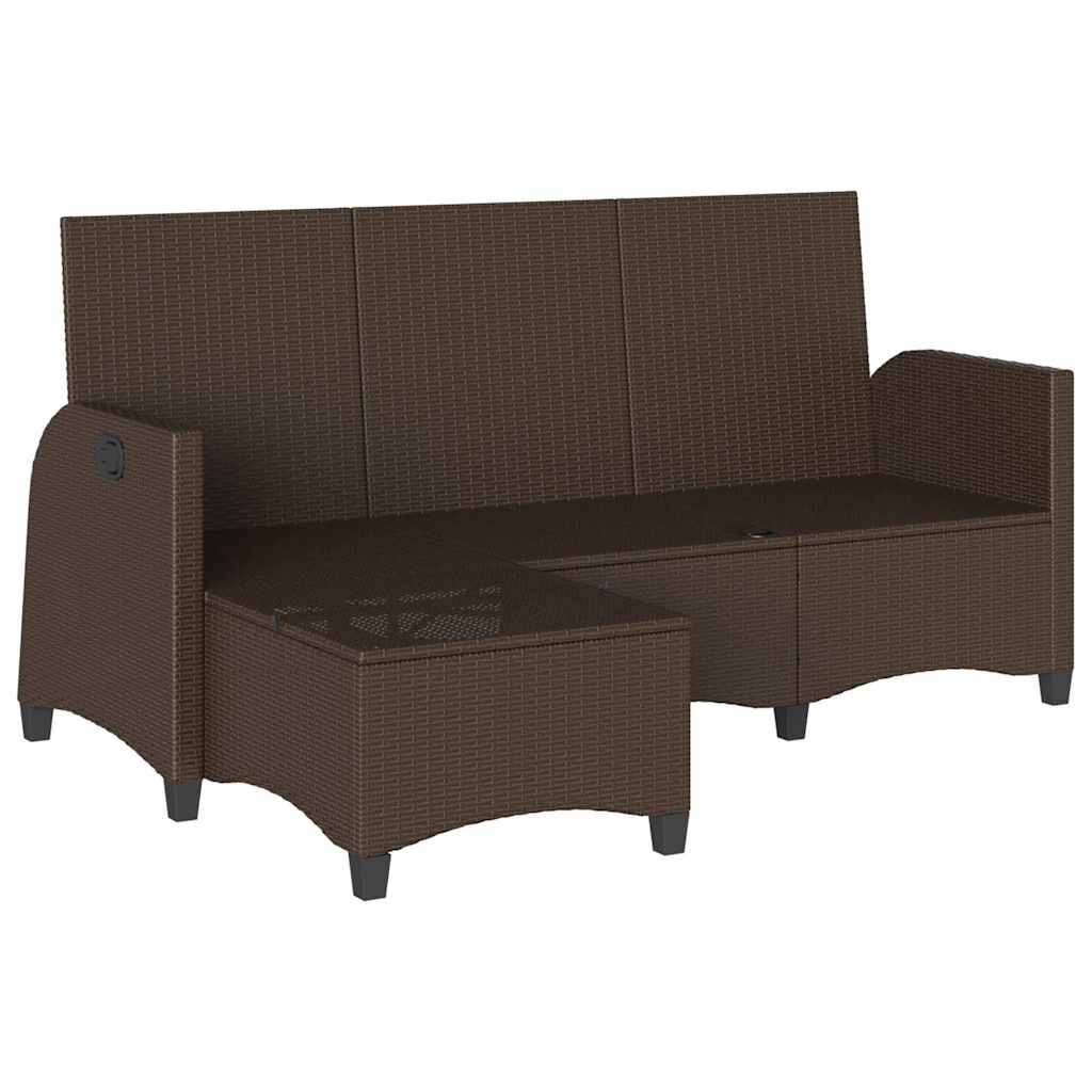 Verstelbare tuinbank met kussens L-vormig poly rattan bruin is nu te koop bij PeponiXL, paradijselijk wonen!