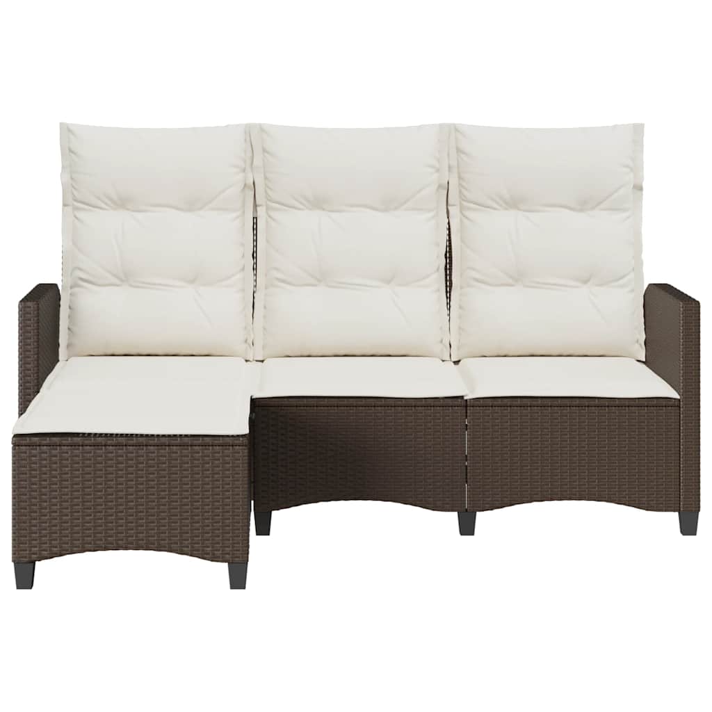 Verstelbare tuinbank met kussens L-vormig poly rattan bruin is nu te koop bij PeponiXL, paradijselijk wonen!